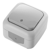 ВЫКЛЮЧАТЕЛЬ VI-KO PALMIYE СЕРЫЙ 1кл ПРОХОДНОЙ НАКЛАДНОЙ IP54 90555504)